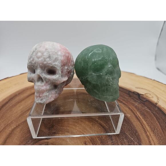 Pink Opal &Fluorite Skulls. .60lb 49mm - Picture 1 of 16